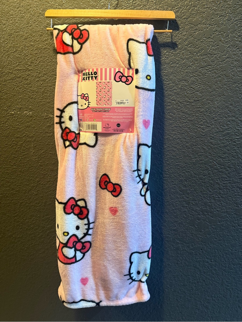 Hello Kitty Pink Plush Blanket Throw with Bows